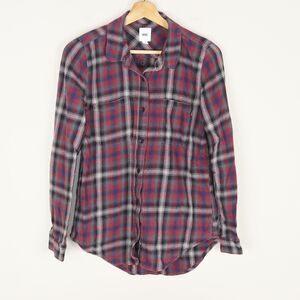 Vans Red Gray Plaid Flannel Long Sleeve Button Shirt Shirt Mens Sz S